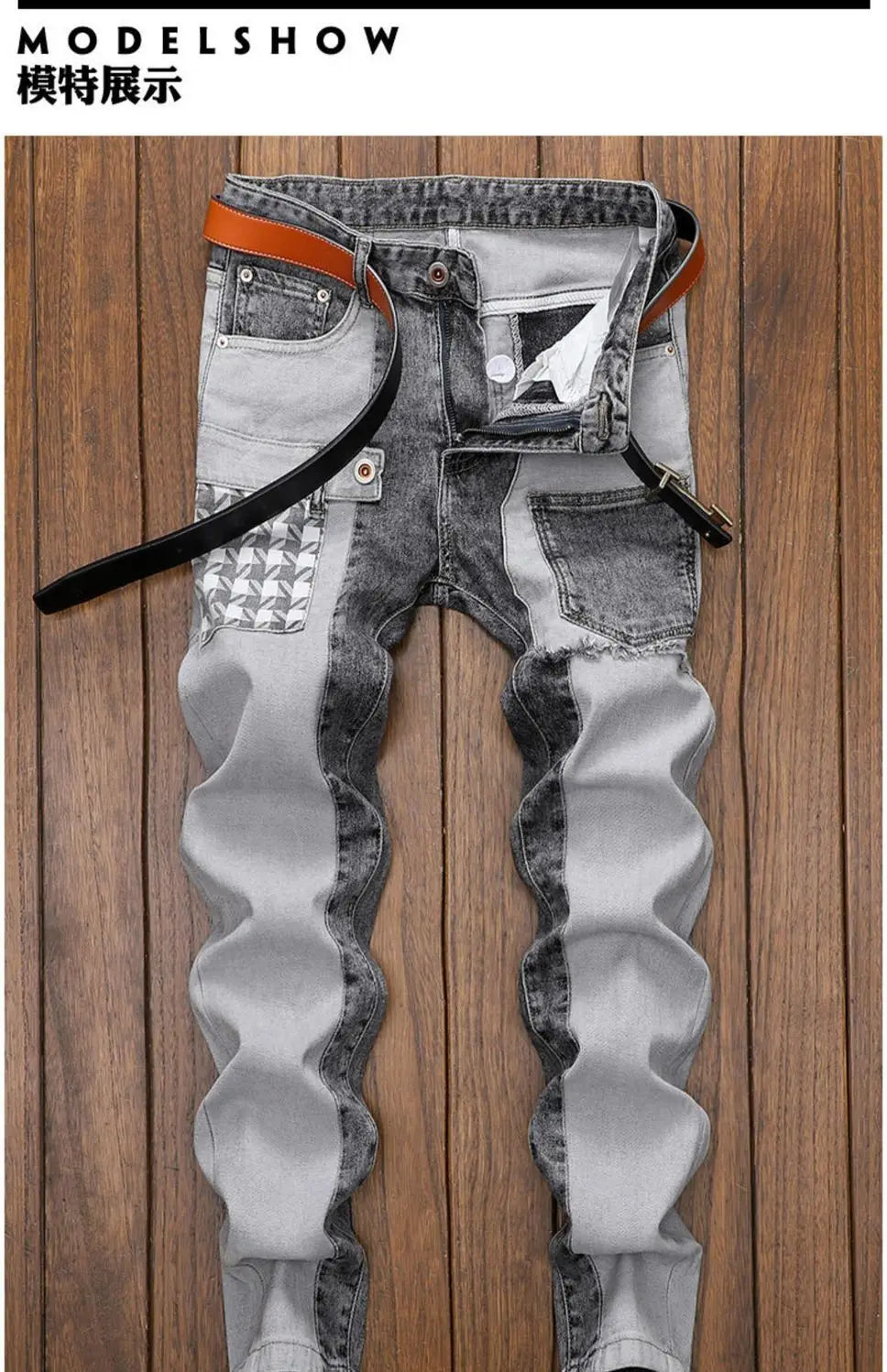 spring autumn cargos Men's clothing straight new Cargo slim casual original designer cowboy work Splice jeans pants Trousers