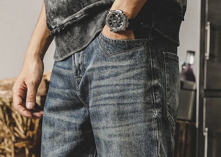 Trousers Straight with Pockets Man Cowboy Pants Cargo Men's Jeans Designer 2024 Korean Autumn Y2k Vintage Luxury Denim Clothing