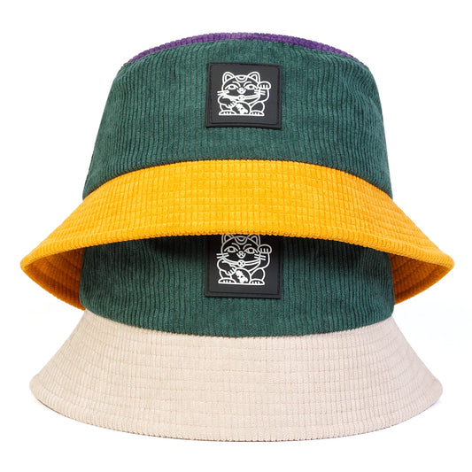 Unisex Cat Embroidery Personality Bucket Hats Fishermen Caps Outdoor Casual Cap Sunscreen Hat