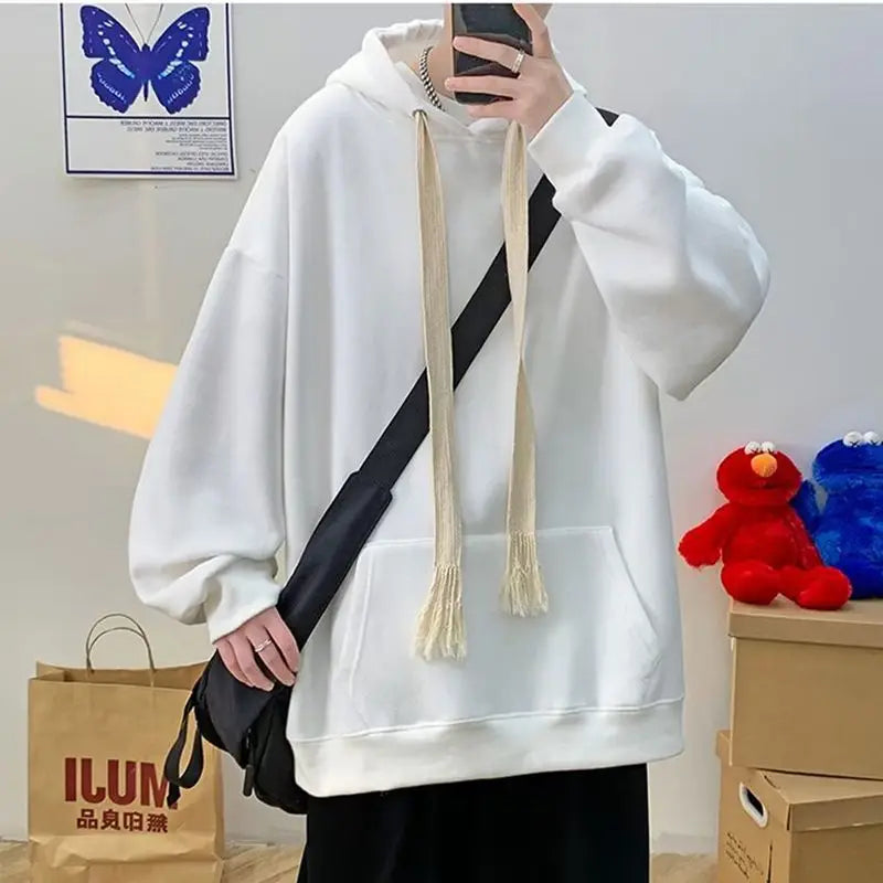 Hooded Sweatshirt for Men in Autumn Winter Fashion Brand Loose Trendy Versatile Coat for Couples Plus Velvet Thickened Clothes