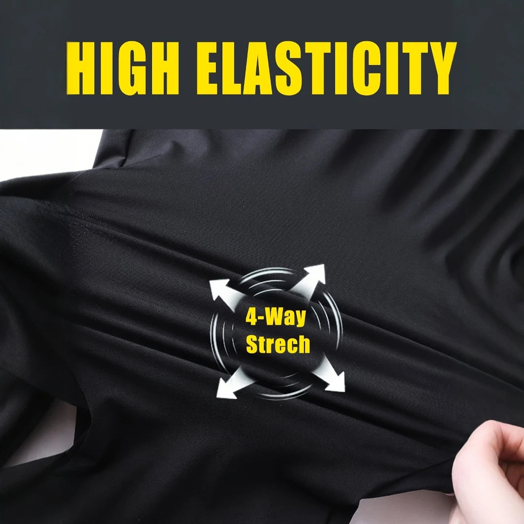 Men's casual pants, ice silk casual pants, sports cropped pants, high stretch, zippered pockets, elastic pants, fashionable casu