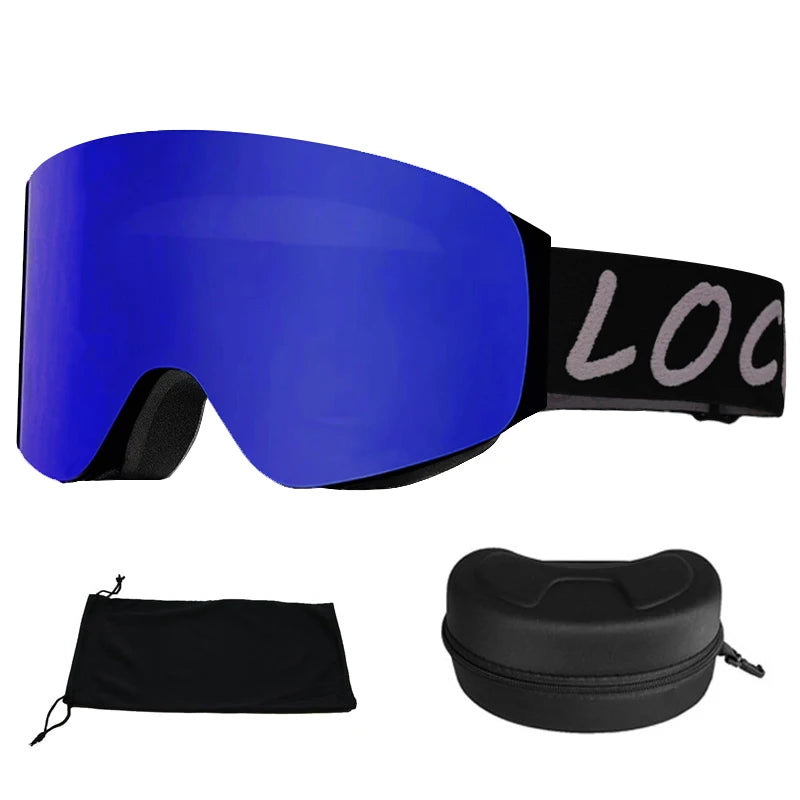 LOCLE Flip Up Magnetic Ski Goggles Men Women Snowboard Mask Anti-Fog Skiing Eyewear UV400 Snow Protection OTG Over The Glasses