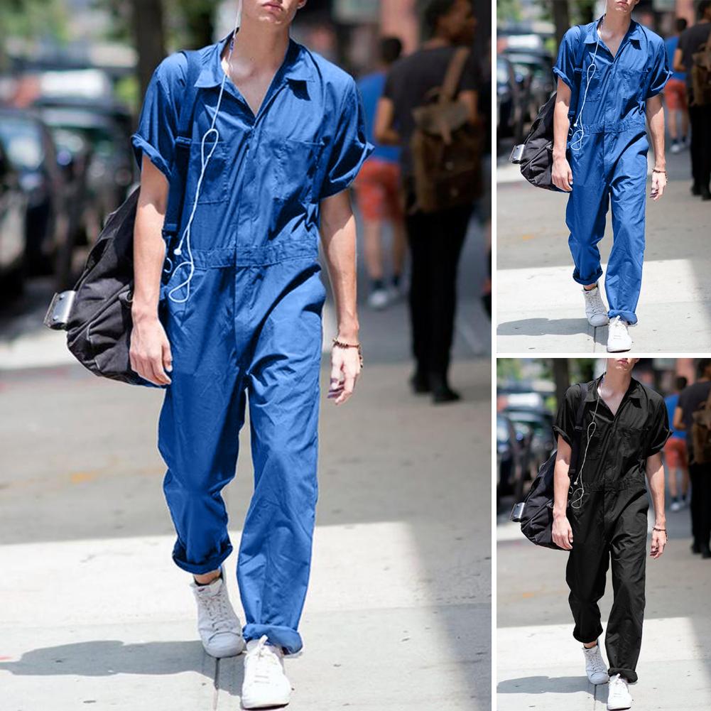 Fashion Men's Ripped Cargo Jumpsuits Ankle Length Letter printing Distressed Dress-up Overalls For Men Jumpsuit Pants