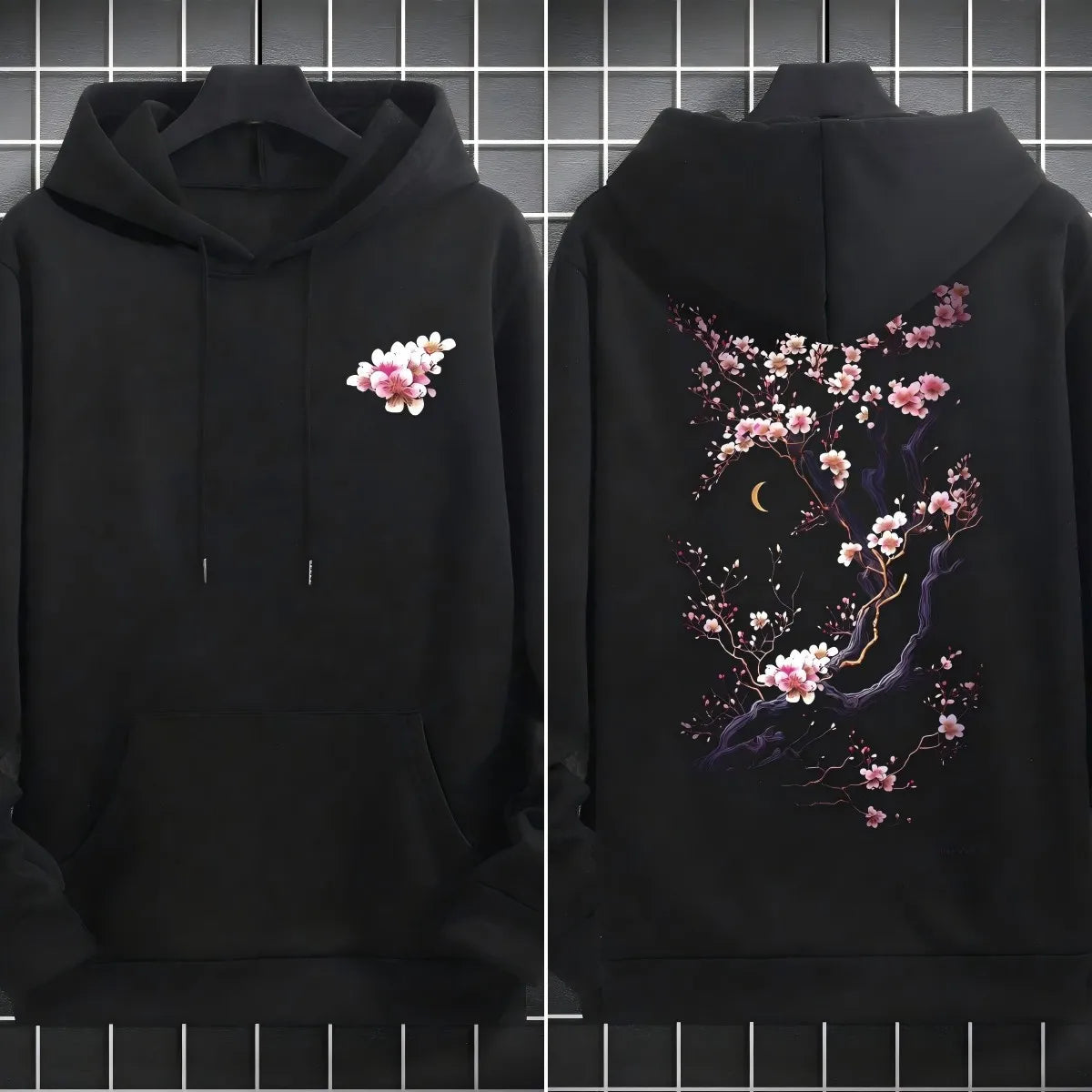 Plum blossoms that can withstand severe cold Print  Mans Retro Loose Hoodie  Fleece Warm Fashion Hoody Unisex Basics Clothing