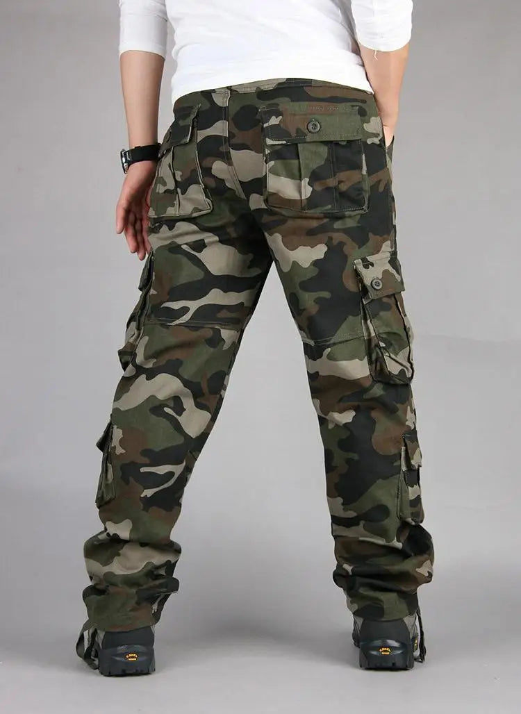 Men's Tactical Camouflage Overalls High-Quality Cotton Multi-Pocket Trousers Sports Training Casual Work Pants