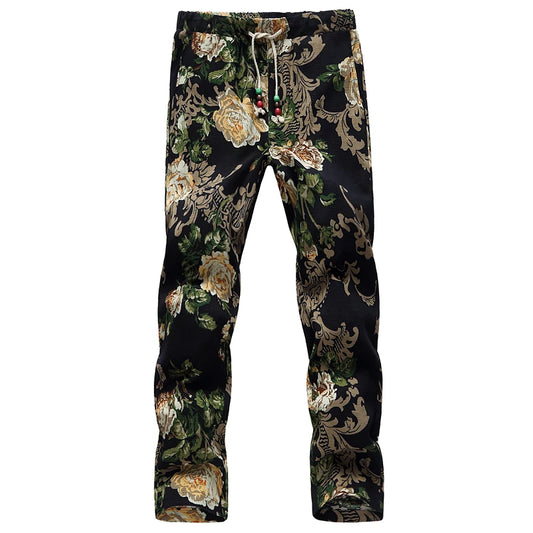 Summer thin men's large size shorts floral sports leisure nine-minute pants