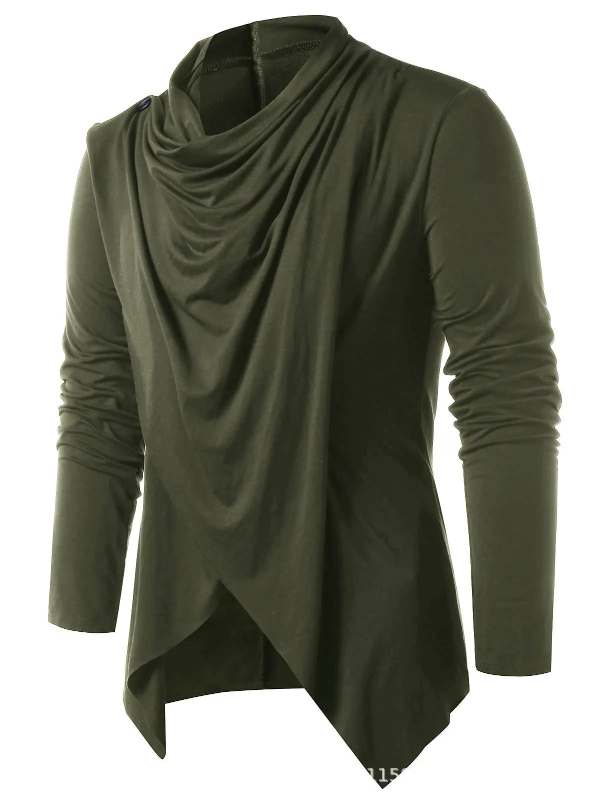 Medieval Men Asymmetrical Overlap Cardigan Casual Knitted Long Sleeve Sweater Shawl Collar Open Front Tops Men Vintage Sweaters