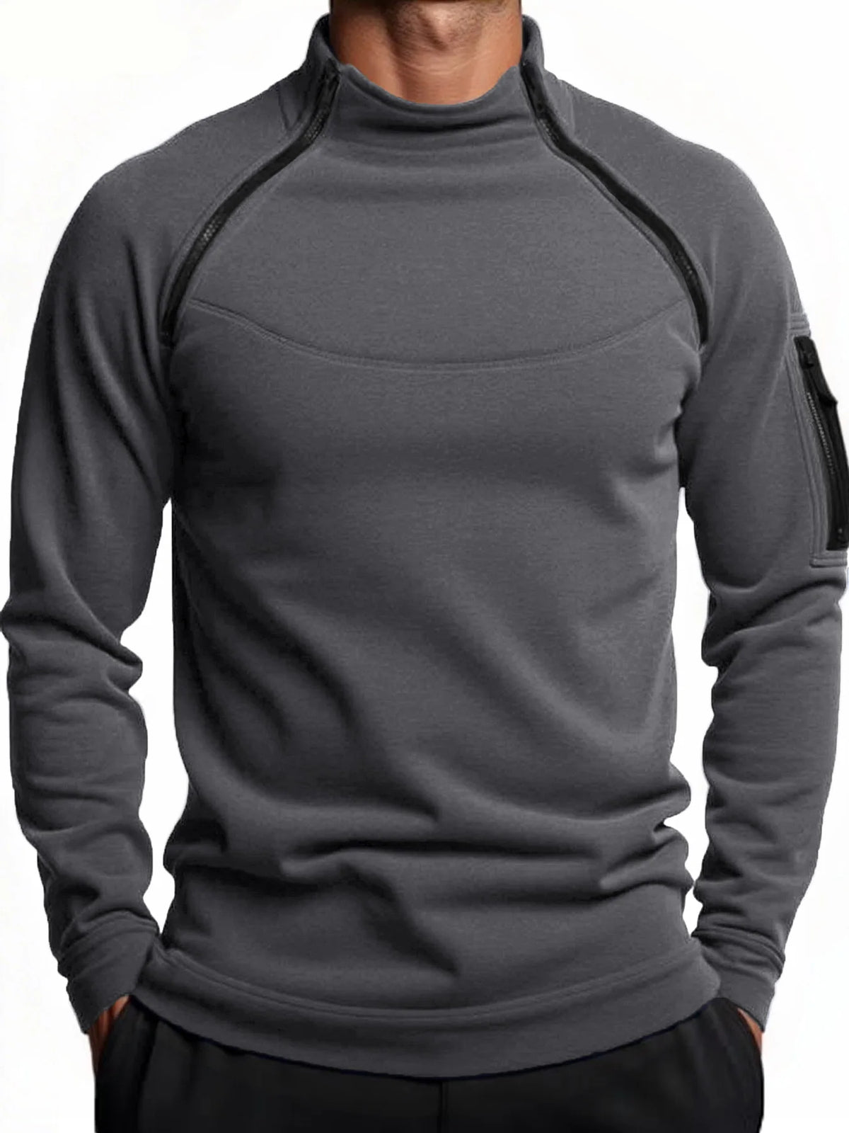 Men's Warm Polar Fleece Hoodies Spring Autumn Winter Tactical Long Sleeve Pullover Fashion Zipper Design Sweatshirt Streetwear
