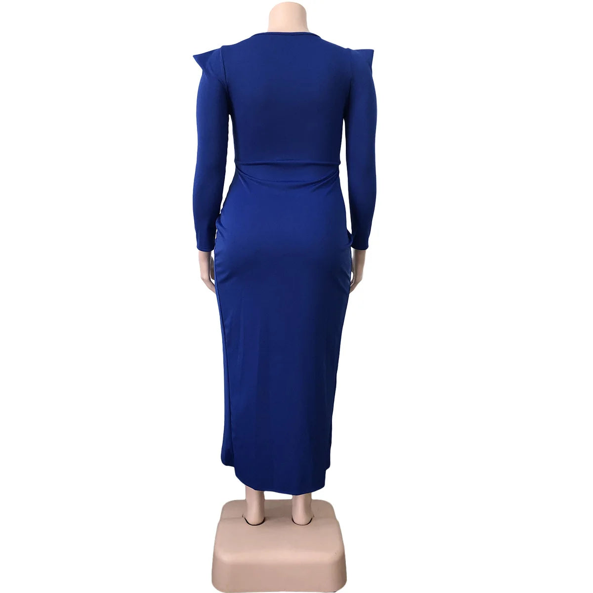 Women's Clothing Sexy New Style Long Sleeve V Neck Urban Evening Dress Solid Color Elegant Party Dresses Wholesale Vestidos