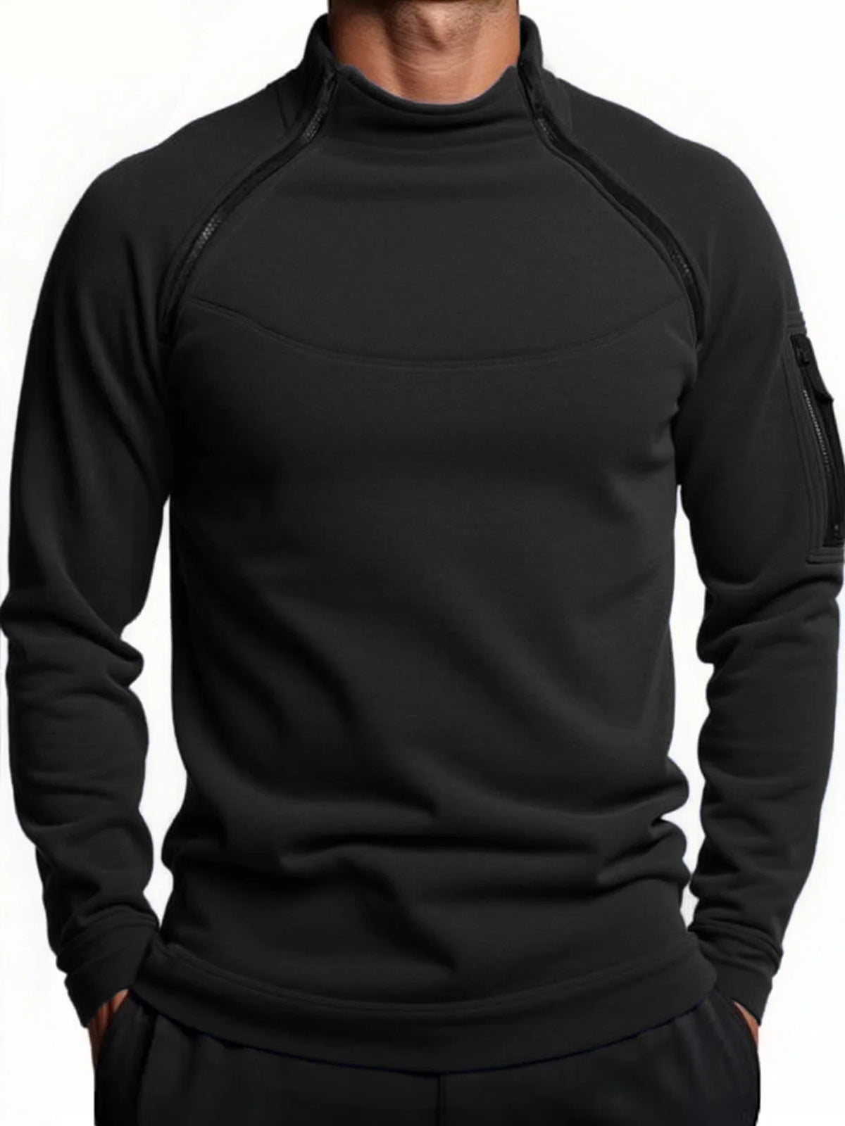 Men's Warm Polar Fleece Hoodies Spring Autumn Winter Tactical Long Sleeve Pullover Fashion Zipper Design Sweatshirt Streetwear