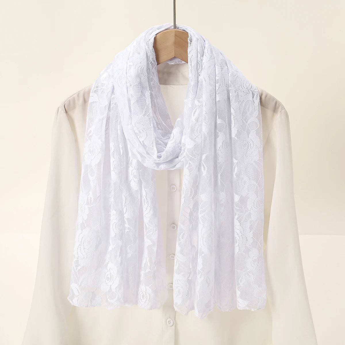 Lace Rose Elegant Long Scarf Women Fashion Shawl Wraps Summer Solid Color Stoles Foulard New Style Female Shawl 2024 Scarf