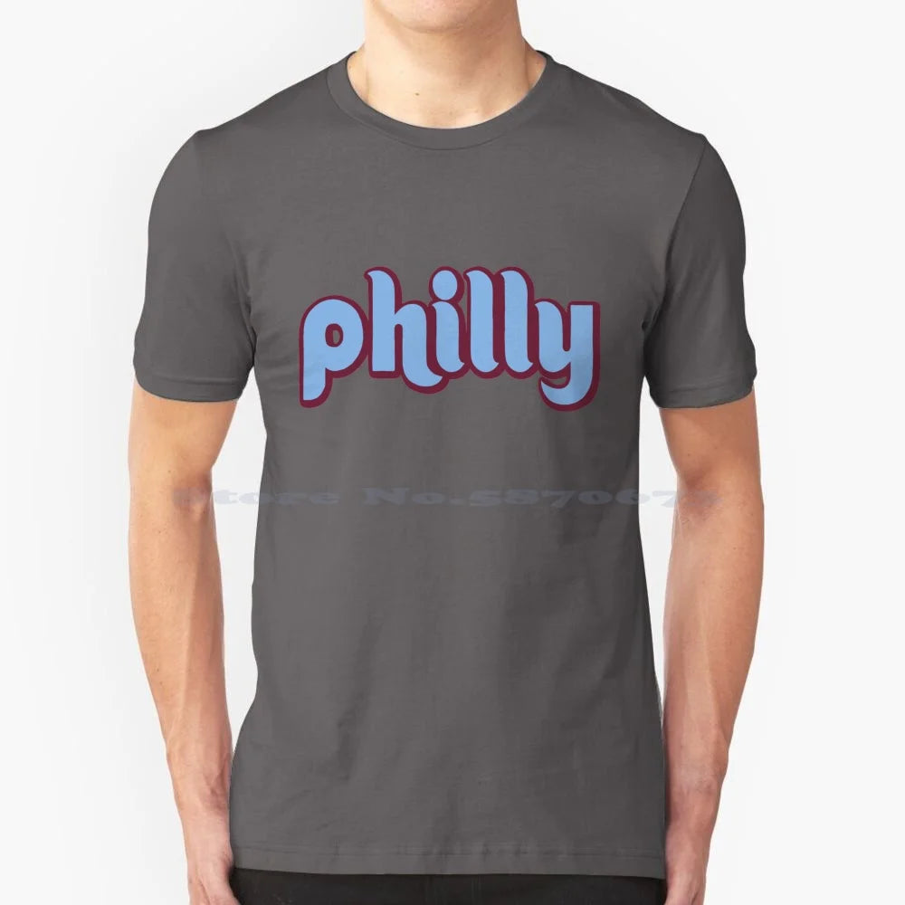 Philly Retro T Shirt 100% Cotton Tee Retro Philly Flyers Eagles History Die Hard Fans Philadelphia City Pennsylvania Blue