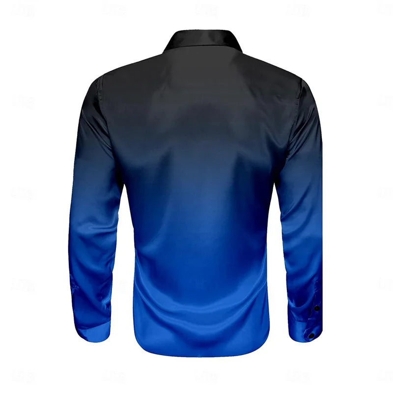 Prom shirt gradient fashion casual blue purple red high quality comfortable soft premium men's tops 2024 new plus size