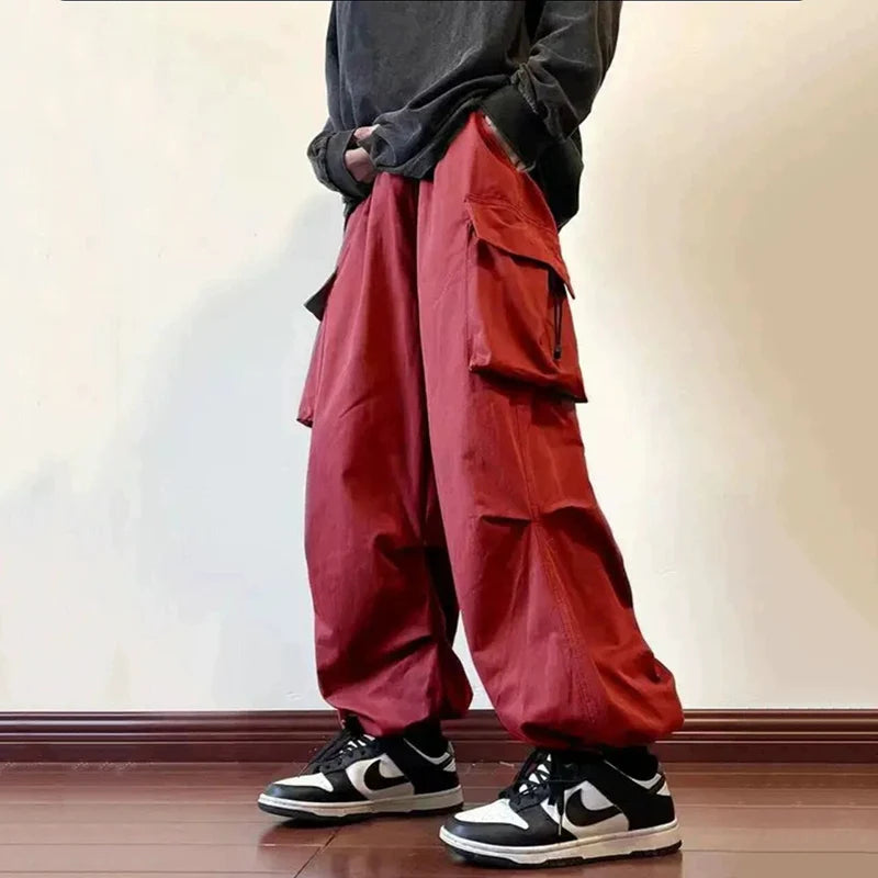 New Casual Pant Cargo Trousers Streetwear Wide Leg Sweatpant High Street Trendy Loose Versatile Straight Casual Pants 2pc Couple