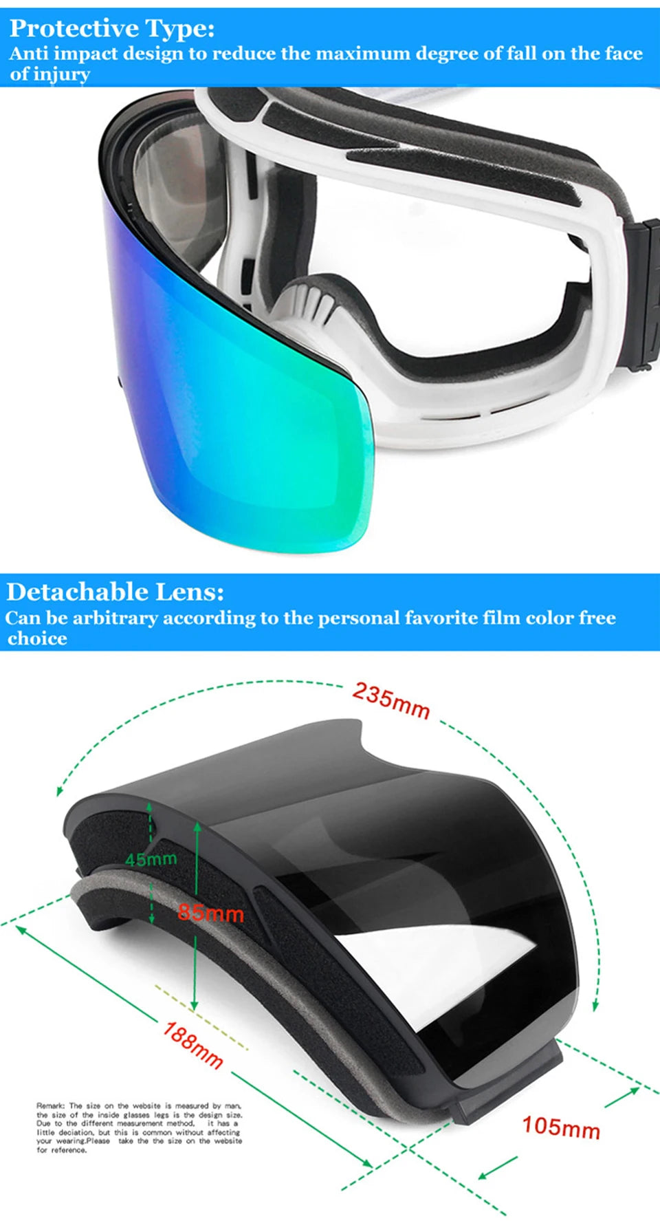 LOCLE Ski Goggles Snowboard Anti-fog Anti-ultraviolet Mask Men Women Skiing Eyewear UV400 Snow Protection Glasses Double Layers