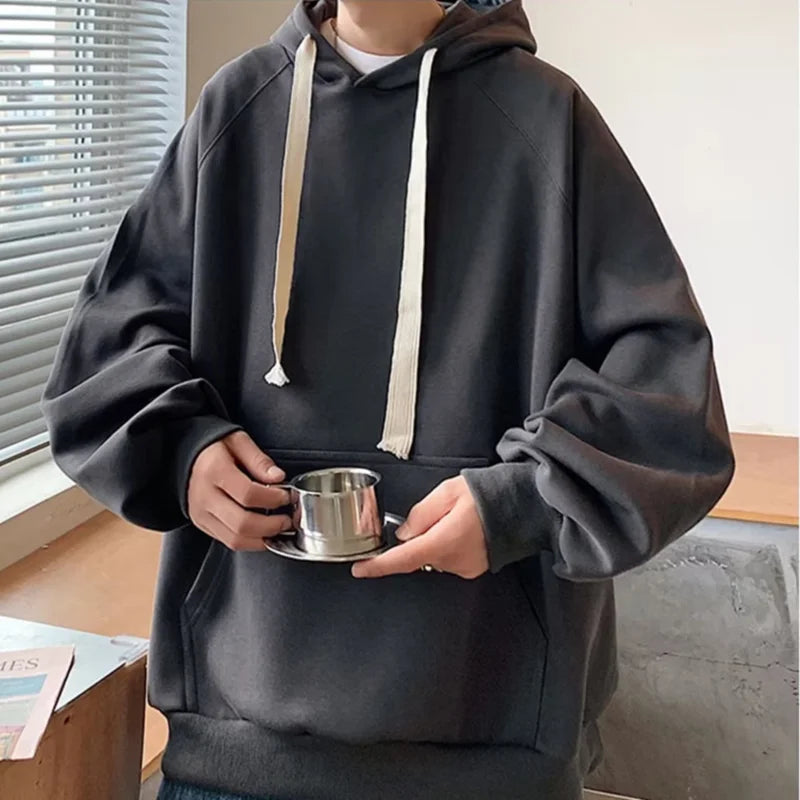 Hooded Sweatshirt for Men in Autumn Winter Fashion Brand Loose Trendy Versatile Coat for Couples Plus Velvet Thickened Clothes
