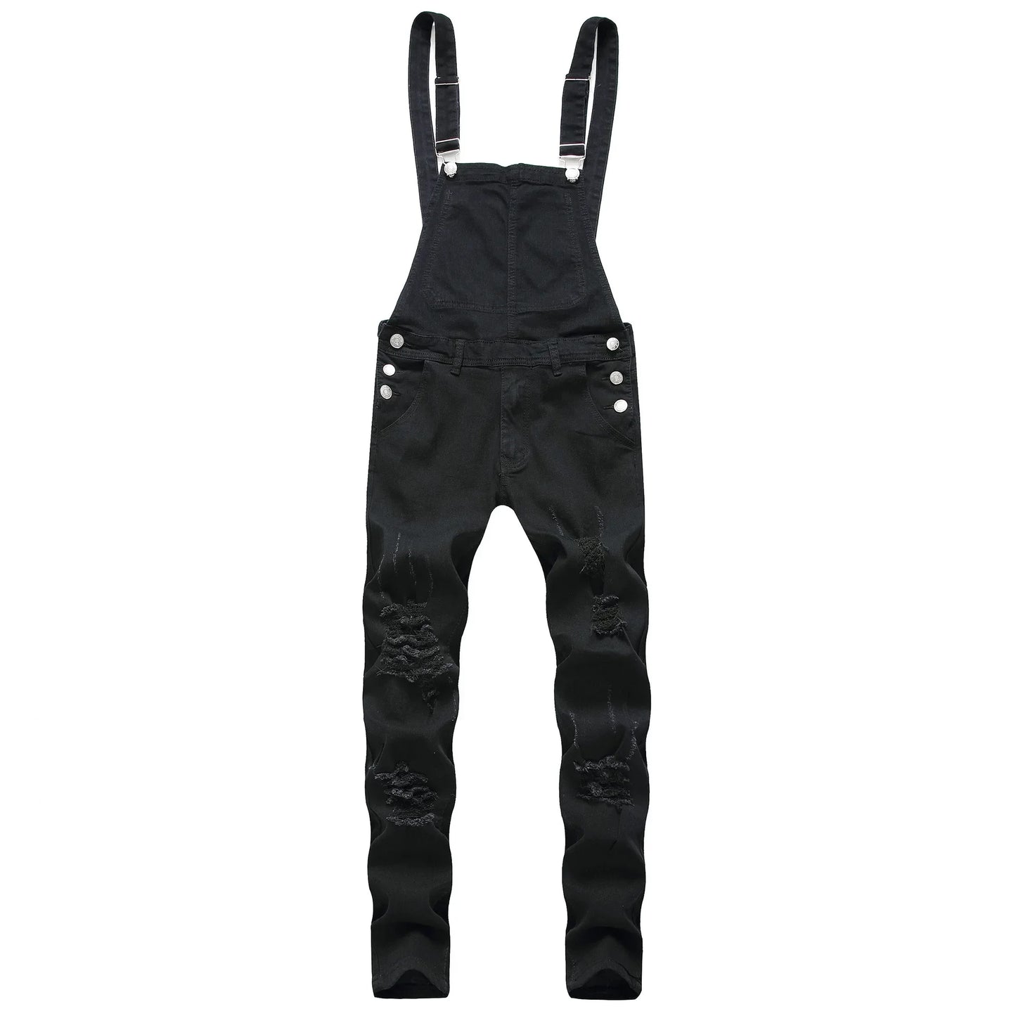 Men Jeans Jumpsuits Denim Overalls Distressed Pockets One Piece Pencil Pants Solid Washed Ankle Length Safari Style Spliced 2025