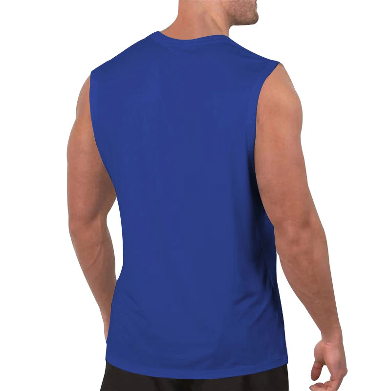 Summer men's solid color V-neck vest casual breathable sleeveless T-shirt vest suitable for fitness and sports
