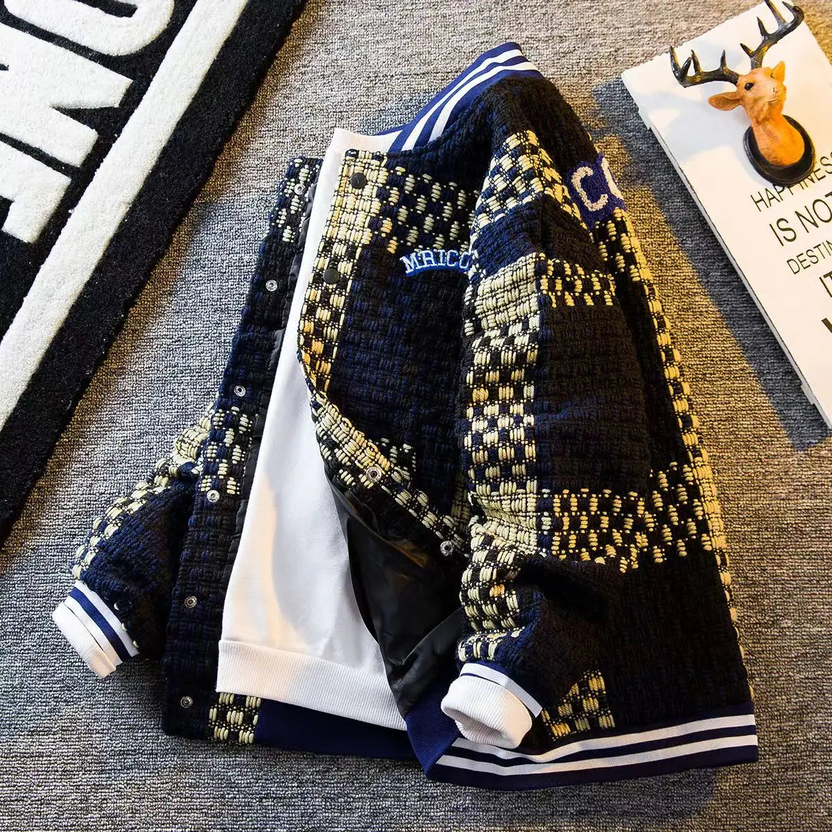 Autumn Winter New Men's Cardigan Single-Breasted Fashion Knit Sweater Stitching Colorblock O Collar Coats Swearter Jackets