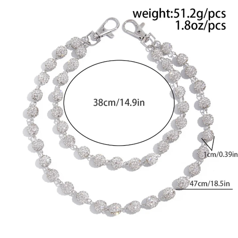 Harajuku Street Rhinestone Keychain Wallet Belt Chain For Woman Men Hip Hop Trousers Hipster Pant Jeans Chain Rock Jewelry