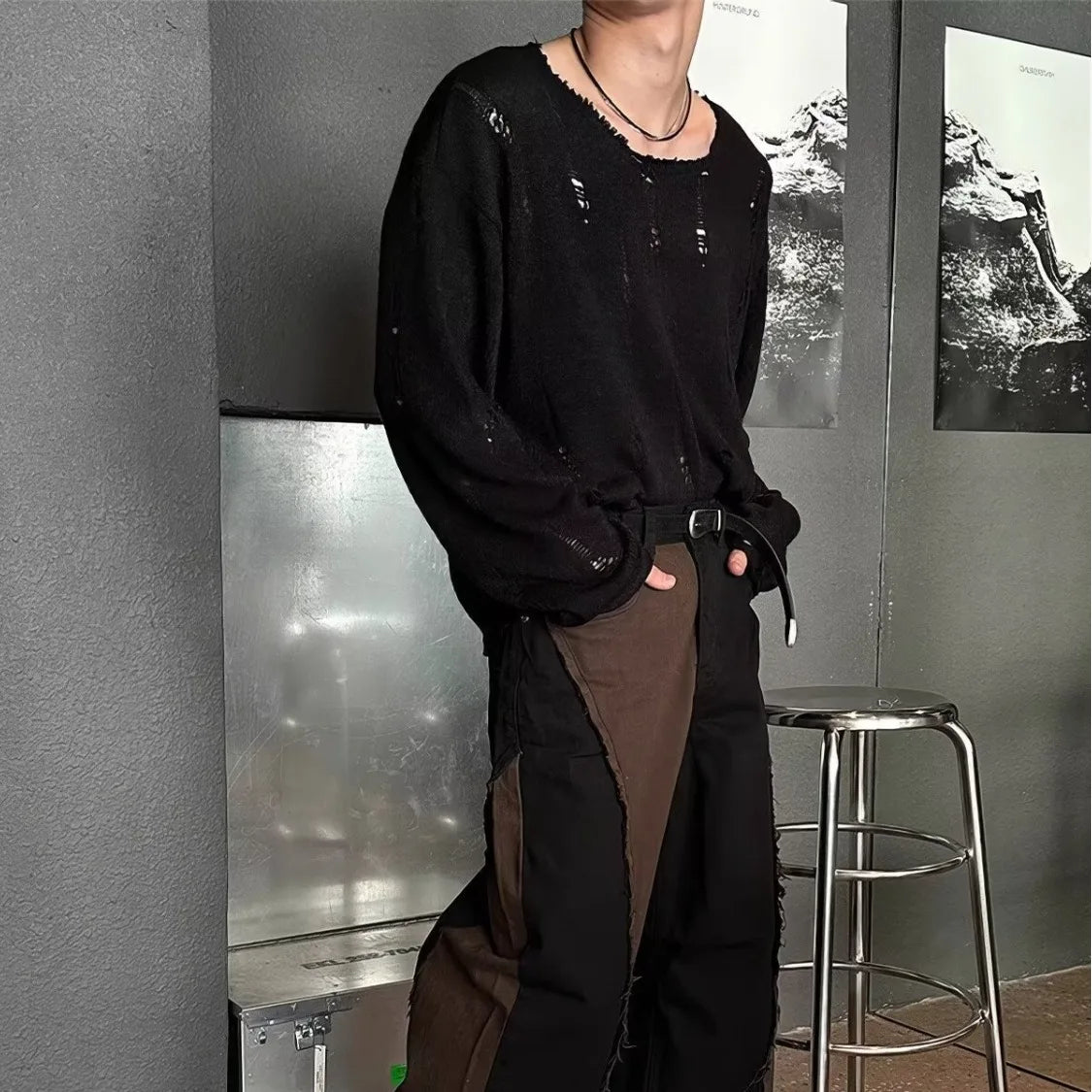 Men's Long Sleeve T-Shirt Hollow out Brushed Knitted Loose Fit Lightweight Breathable Summer Sunshade Casual Style Polyester ...