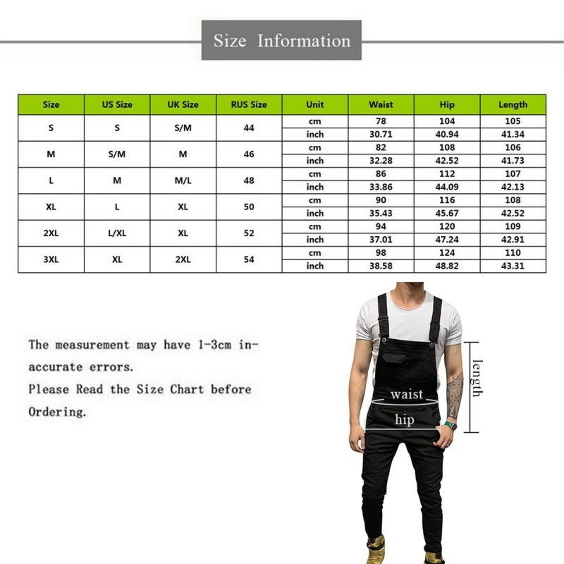 Casual Suspender Distressed Jeans Pant Modish Strap Overalls