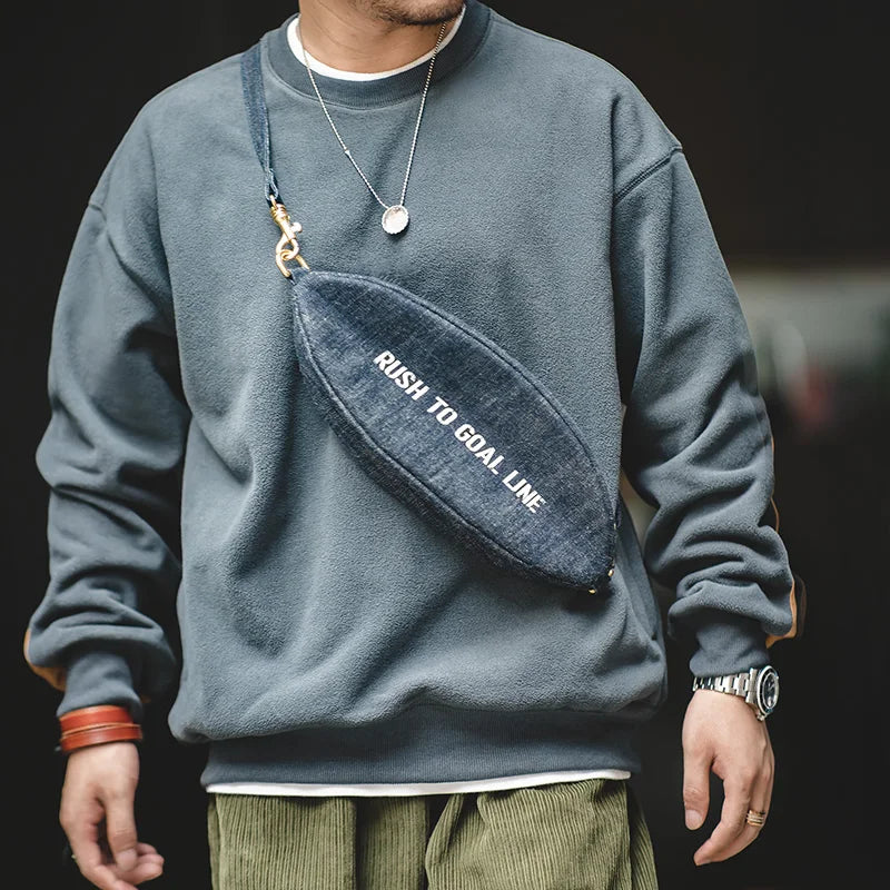 Maden Warm Fleece Sweatshirts For Men Polar Pullover Loose Splicing Jacket Casual Sweatshirarajuku Coat Sportswear Man Clothing