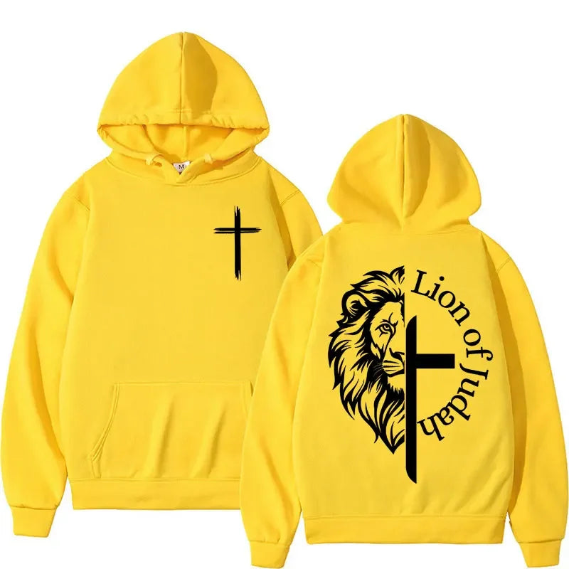 Lion of Judah Aesthetic Christian Religious Hoodie Men Harajuku Y2k Streetwear Sweatshirt Jesus Unisex Oversized Hoody Pullovers