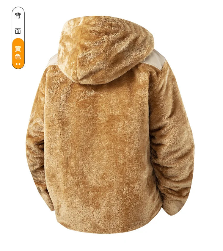 Men's New Hoodie Sweatshirts Winter Lamb Cashmere Thick Warm Sweatshirts Casual Hooded Cardigan Fashion Bomber Zipper Warm Coats