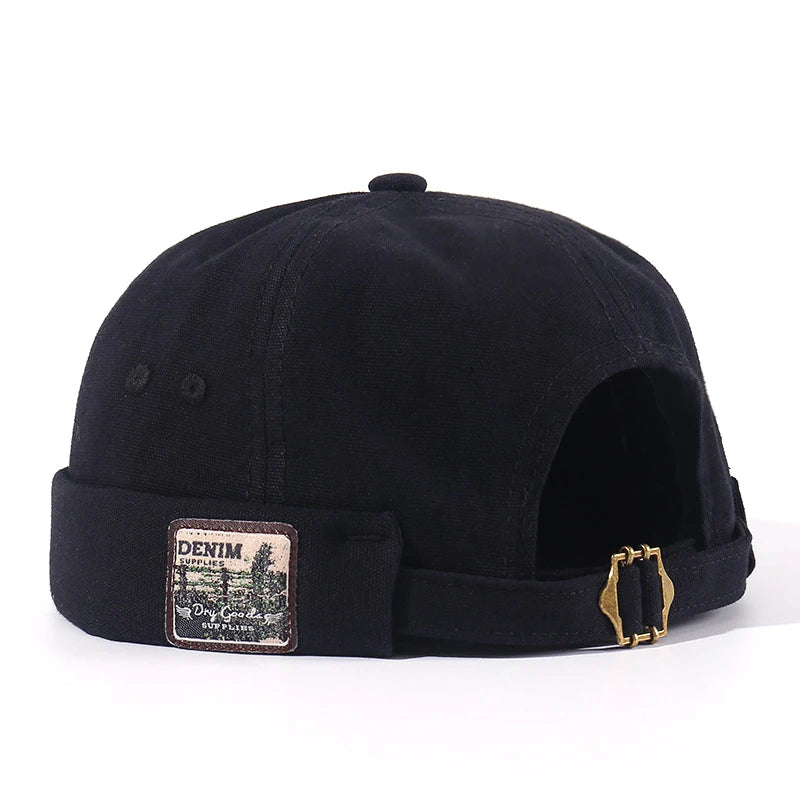Bocca Vintage Docker Cap Brimless Hat Skullcap Retro Cotton Adjustable Soild Color Summer Autumn Spring Hip Hop Fashion