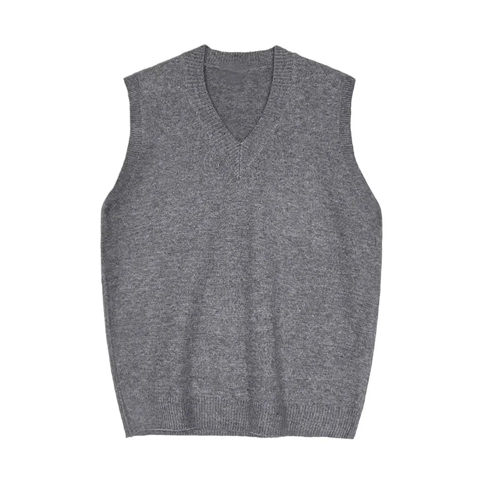 Korean Loose Base Knitted Sweater Sleeveless Vest Men's Underwear Pullover V-neck Sweater Vest