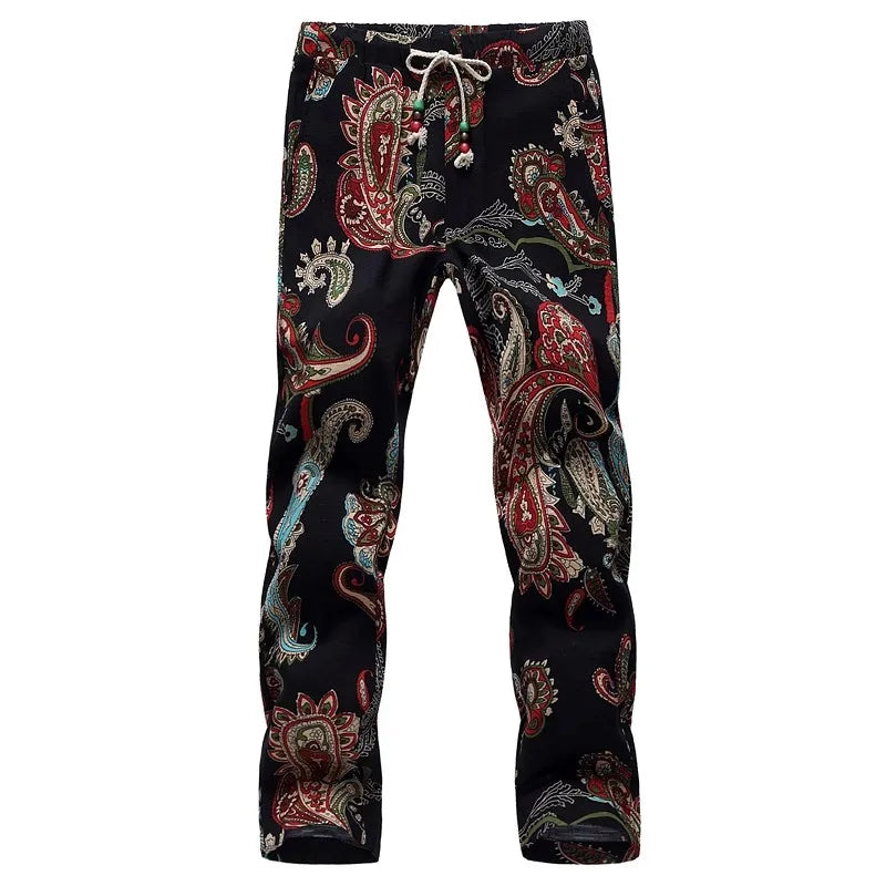 Summer thin men's large size shorts floral sports leisure nine-minute pants