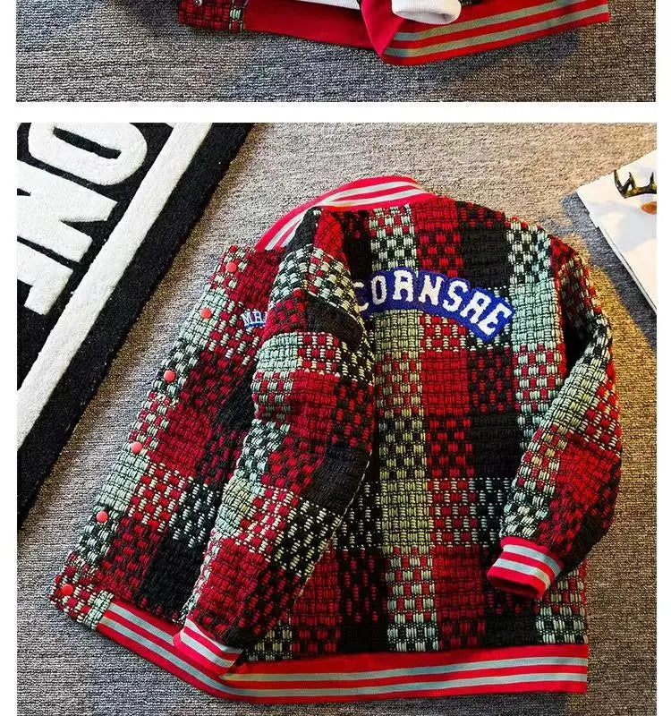 Autumn Winter New Men's Cardigan Single-Breasted Fashion Knit Sweater Stitching Colorblock O Collar Coats Swearter Jackets