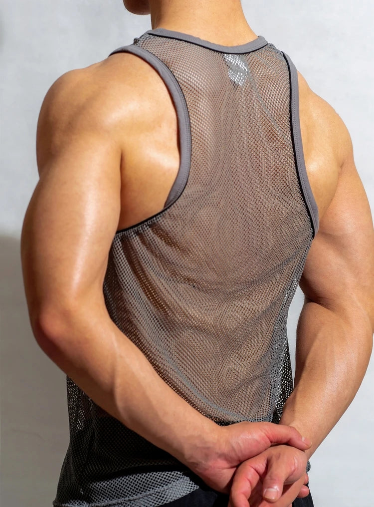 Ropa Hombre Tank Top Men Gym Shirt Mesh Breathable Roupas Masculinas Summer Loose Fitness Debardeur Hommes Bodybuilding Simple