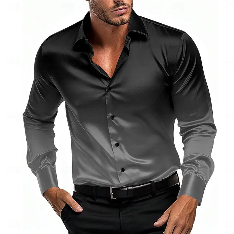 Prom shirt gradient fashion casual blue purple red high quality comfortable soft premium men's tops 2024 new plus size
