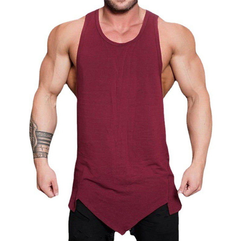 Summer Muscle Tank Tops Mens Irregular Hem Sleeveless Shirts Cotton Gym Clothing Bodybuilding Undershirt Casual Fitness Tee Tops