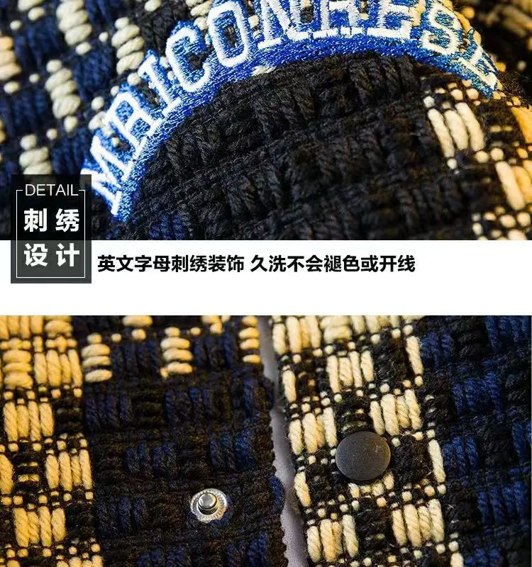 Autumn Winter New Men's Cardigan Single-Breasted Fashion Knit Sweater Stitching Colorblock O Collar Coats Swearter Jackets