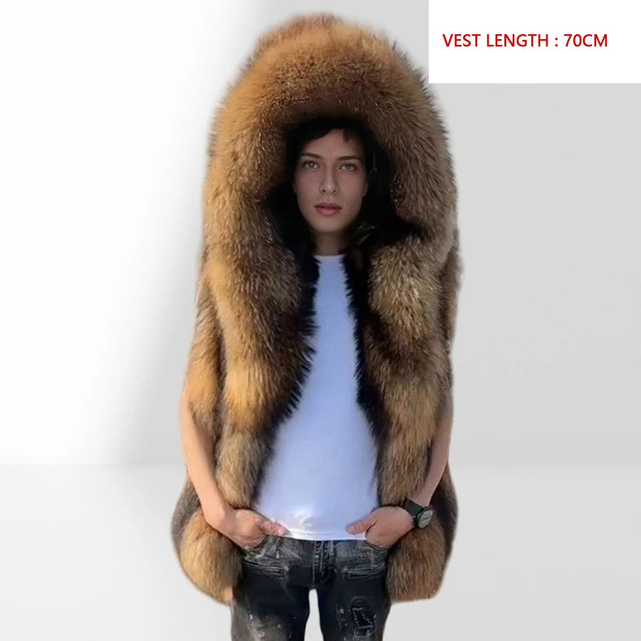 Men's Raccoon Fur Coat With Hood Natural Full Skin Raccoon Fur Jacket Genuine Leather Jacket High Quality  Real Fur Coat Long