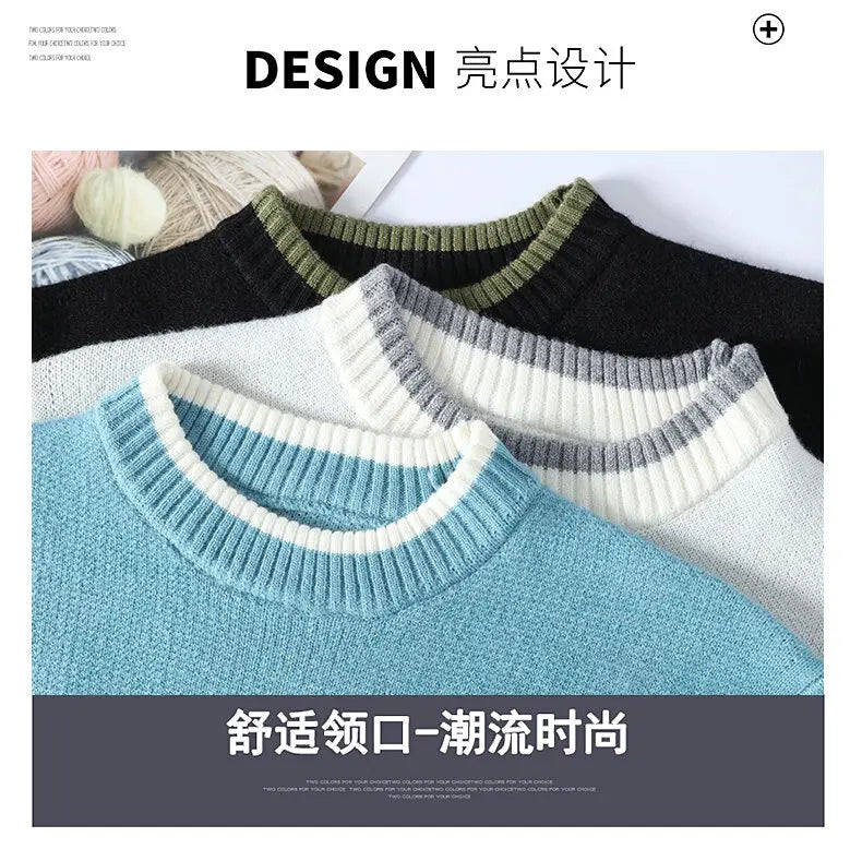 2025 Autumn Men Casual Sweater Tassels Patchwok Cute Couple Sweaters Round Neck Long Sleeve Male Knitted Harajuku Pullover