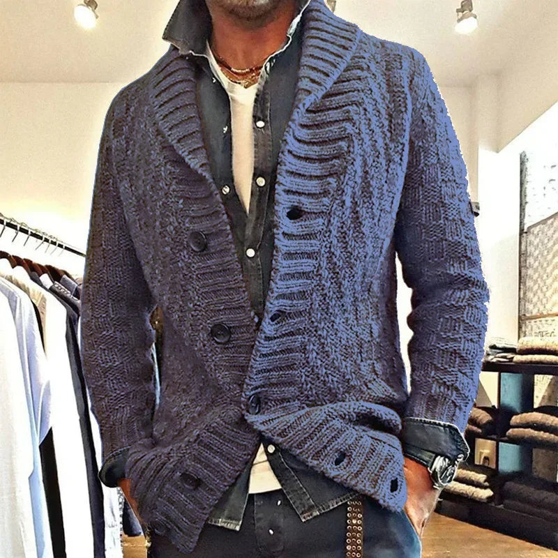 New Style Solid Color Sweater for Men in Autumn and Winter Retro Lapel, Knitted Long-sleeved Cardigan Sweater Coat S-3XL