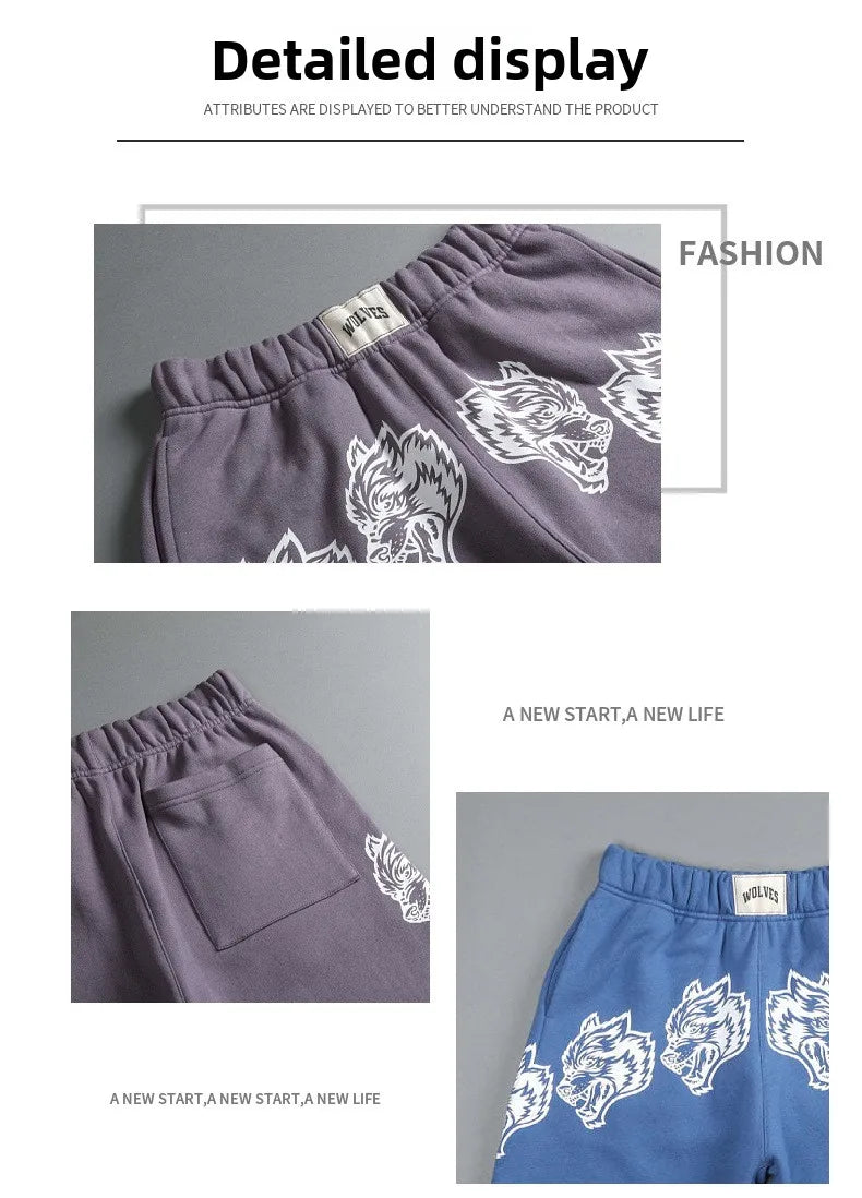 2025 New Men's Cartoon Loose Print Shorts Pure Cotton Summer Frayed Casual Sports Shorts Fitness Sports Five-point Shorts