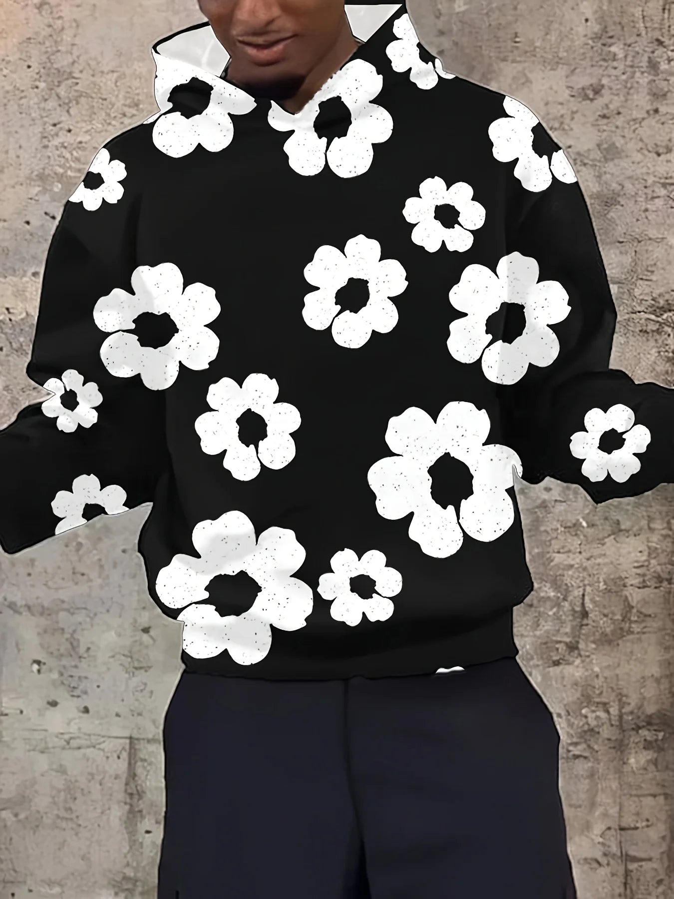 New 3D Men's Autumn/Winter Hoodie Sweatshirt Y2 Personalized Flower White Cotton Casual Large Size