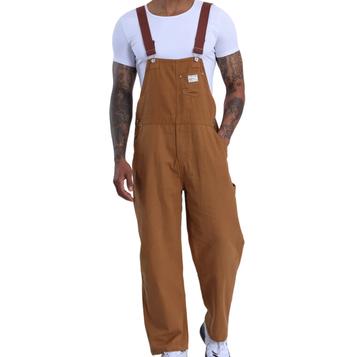 Mens Cargo Pants Japanese Retro Overalls Khaki Suspenders Spring Canvas Male Fashion Large Size Full Length Trousers