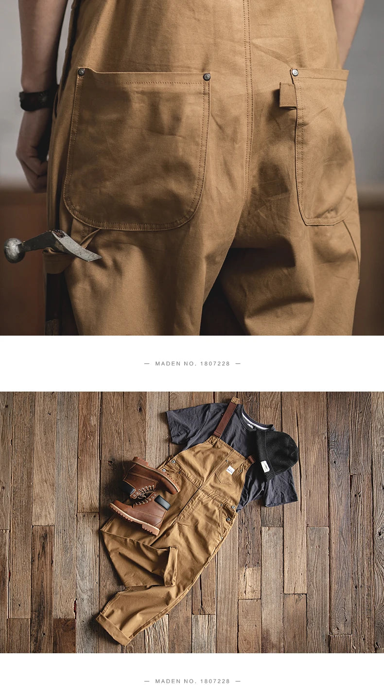 Vintage Jeans Overalls Mens Jumpsuit Cargo Work Pants Baggy Bib Contrast Stitch Denim Overalls Stitch Trousers