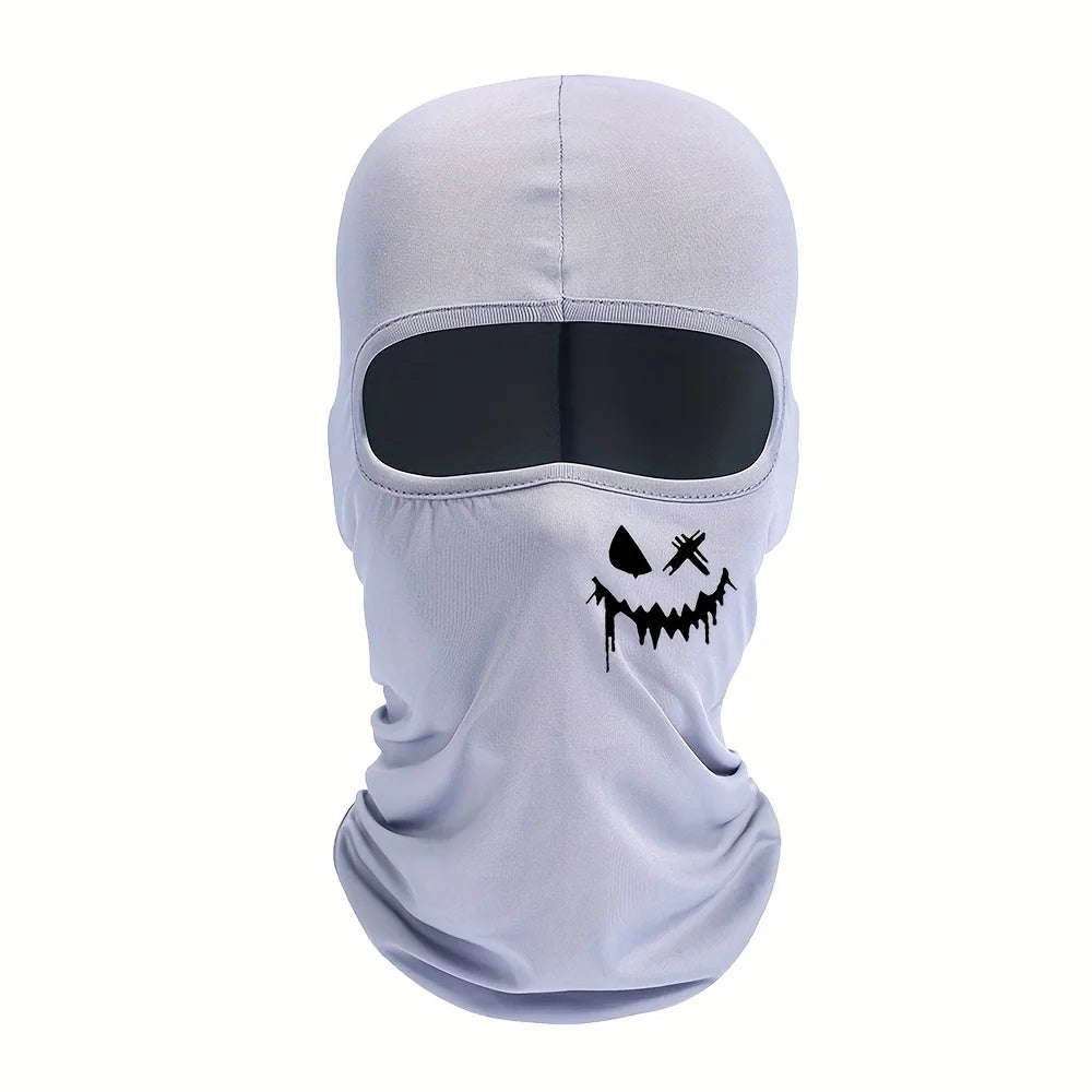1 piece of smiling face printed men's and women's outdoor cycling face mask Balaclava hat windproof and sun protection sun hat