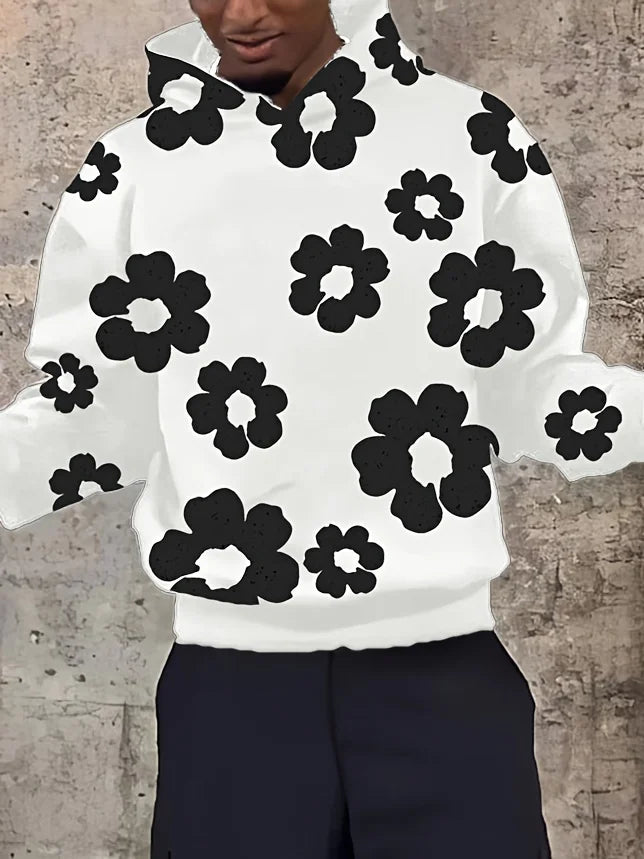 New 3D Men's Autumn/Winter Hoodie Sweatshirt Y2 Personalized Flower White Cotton Casual Large Size