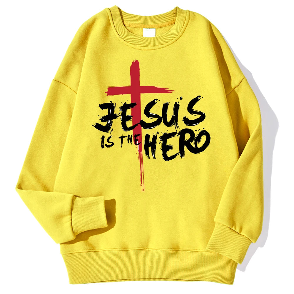 Jesus Is The Hero Sweatshirt Women Fashion Fleece Hoodies Autumn Fleece Hoodie Casual Oversize Clothing Male