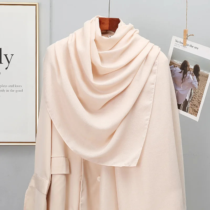 Plain Stripe Cotton Scarf for Women Winter Warm Tassel Linen Pashmina Scarves Hijab Lady Foulard Shawls Wraps Female Bandana New