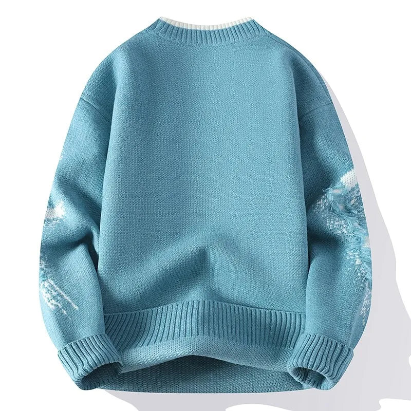 2025 Autumn Men Casual Sweater Tassels Patchwok Cute Couple Sweaters Round Neck Long Sleeve Male Knitted Harajuku Pullover