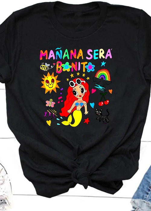 Manana Sera Bonito T-shirt Woman Short Sleeve Karol G Merch Music Tomorrow Will Be Nice T Shirt Trending Sirena Tees Streetwear